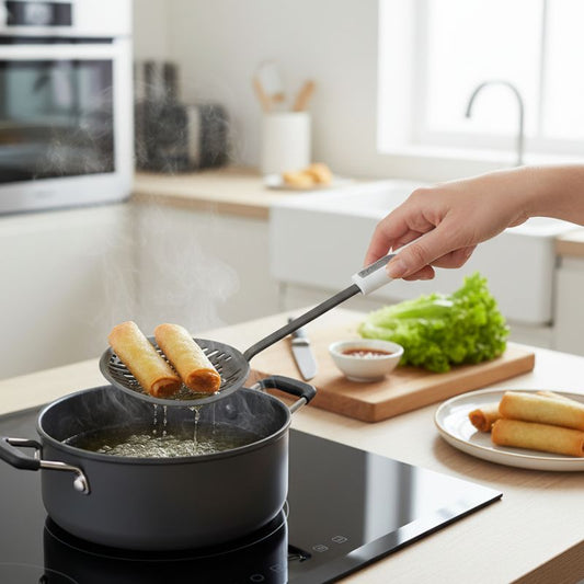 Non-Stick Skimmer — Stainless Steel Slotted Skimmer for Oil & Broth Removal