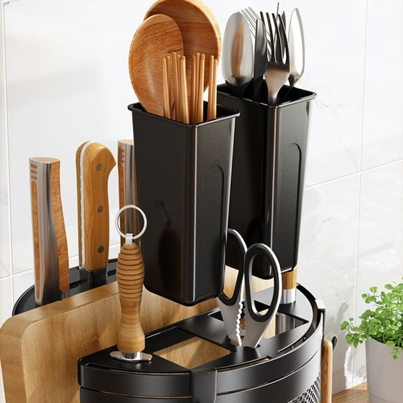 Rotatable Cutlery Utensil Rack With Knife Holder